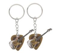 FOMIYES 2 Pièces Guitar Keychain With Metal Guitar Picks Pendant Punk Rock Style Music Lover Party Favors Dual-function Musical Instrument Accessory