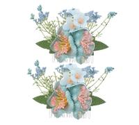 FOMIYES 2 Pièces Hawaiian Plumeria And Hibiscus Flower Hair Comb Tropical Boho Clip For Beach Wedding Luau Party Bridal Updos Chignon Accessories