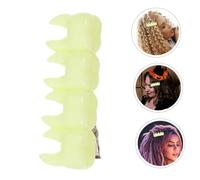 FOMIYES 2 pièces Lot de Pinces à Cheveux Dent de Fée Fluorescentes Vert Clips Larges Antidérapants pour Cheveux Bouclés Accessoires pour Halloween Fêtes et Performances