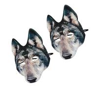 FOMIYES 2 Pièces Masque de Loup Halloween Demi Visage EVA Costume Animal Réaliste pour Fête Cosplay Carnaval et Déguisement Adulte Unique Adaptable et Confortable pour Port Prolongé