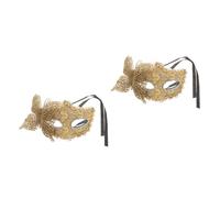 FOMIYES 2 Pièces Masque Vénitien Demi Visage Doré pour Femme Accessoire Costume Mascarade Carnaval Soirée Ajustable et Design Délicat pour Fête et Photographie