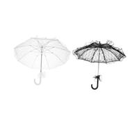FOMIYES 2 Pièces Parapluie Dentelle et Portable Parasol Vintage pour Mariée et Cérémonies Accessoire Élégant pour Mariage Halloween et Tea Party Poignée Ergonomique Confortable Décoration