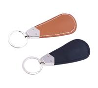 FOMIYES 2 Pièces Petit Chausse-pied Portable en PU avec Porte-clés, Noir | Acier Inoxydable, Surface Lisse, Format Compact, pour Bottes et Baskets, Usage Bureau ou Déplacement