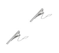 FOMIYES 2 Pièces Pince Cravate Métallique Argentée Homme Classique Clip Simple et Élégant à Ressort Maintien Antidérapant pour Cravate de Costume Accessoire Business et Pratique