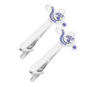 FOMIYES 2 Pièces Pinces à cravate noir clips liens en mariage bars revers Tip clip pour les hommes pince à cravate fermoir à cravate épingle à cravate pour hommes alliage Bleu