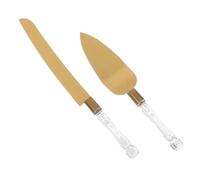 FOMIYES 2 Pièces Spatule à Pizza et Couteau à Gâteau en Acier Inoxydable Poignée Élégante Or, Design Pratique pour Mariages et Anniversaires