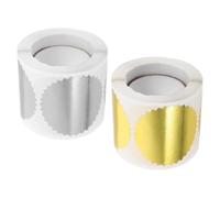 FOMIYES 2 Rouleaux Autocollants Gaufrés Forme Engrenage Doré et Argenté, Étiquettes Adhésives Rondes 3,5 Cm pour Scellage Enveloppes, Certificats, Diplômes, Usage Bureau et Créatif