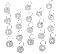 FOMIYES 20 pièces Lot de Étiquettes Numérotées Acier Inoxydable Porte Clés Métalliques Ronds pour Gestion Clés Maison Bureau Location