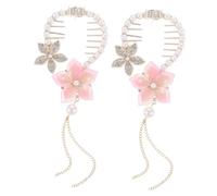FOMIYES 2pièces Lot De Pinces à Cheveux Fleuries Avec Fausses Perles Antidérapantes Pour Chignons Et Queues De Cheval Légères Pour Filles Et Adolescentes