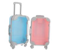 FOMIYES 2pièces Mini Valise Plastique Boîte De Rangement pour Bonbons Et Faux Trolley Miniature Idéale pour Cosmétiques Et Fête Couleurs