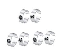 FOMIYES 3 Ensembles Bague Ouverte Ajustable Acier Inoxydable Avec Motif Lune Et Soleil Pour Hommes Et Femmes Bijoux Vintage Chic 2 Pièces * 3