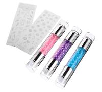 FOMIYES 3 ensembles Set de Double Tête pour Nail Art Silicone Kit DIY Stamping avec Grattoir et Plaques Accessoires Manucure Créatifs et