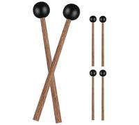FOMIYES 3 Paires de Maillets de Percussion pour Tambour à Langue et Xylophone, Maillets Noirs en Bois Foncé et Caoutchouc, Texture Pratique pour Musique et Performance