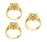 FOMIYES 3 Pièces Bague Vintage Style pour Femmes avec Gravure Distinctive et Micro Anneau Adaptable pour Usage et Finition Dorée