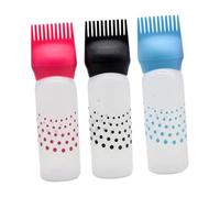 FOMIYES 3 pièces Bouteilles de Teinture Capillaire Rechargeables avec Peigne Distributeur Shampoing Antidérapant Étanches pour Salon Coiffure Bleu Rouge Noir