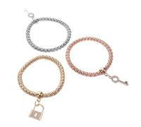FOMIYES 3 Pièces Bracelet Multicouche Élastique avec Charms Clé et Serrure Bracelet Corn Popcorn pour Femme Bijoux Souples et Élégants