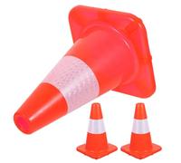 FOMIYES 3 Pièces Cônes de Sécurité et Résistants en Plastique Orange avec Bandes Réfléchissantes Haute Visibilité, Légers, 28x21 CM pour Zones Piétonnes, et Stationnements