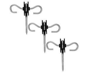 FOMIYES 3 Pièces Isolateurs à Double Crochet pour Poteaux Bois Ancre pour Porte de Clôture Électrique Pleine Air Matériau Résistant aux Intempéries Système de Fixation par Vis pour Fermes