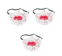 FOMIYES 3 Pièces Masque Squelette Demi Visage Durable Effet Sanglant Réaliste Réutilisable pour Halloween Cosplay et Fêtes Dhorreur Unisexe