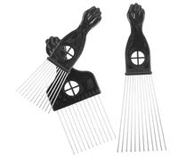 FOMIYES 3 pièces Peigne Afro Métal Peigne Démêloir Large Dents Acier Inoxydable Accessoire Coiffure Homme pour Cheveux Bouclés et Crépus Outil Styling et Confortable