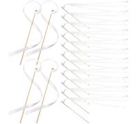 FOMIYES 30 Pièces Baguettes de Mariage Légères avec Rubans Blancs et Clochettes, Décorations Adorables en Bois et Métal pour Fêtes Nuptiales et Activités en Classe