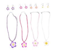 FOMIYES 4 Ensembles Thème Hawaïen Pendentifs et Boucles Oreilles Fleurs de Plumeria pour Fêtes Tropicales et Événements Estivaux