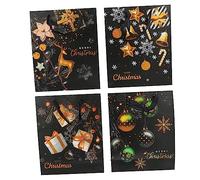 FOMIYES 4 Pièces en papier de Noël bag de fête d'emballage en carton à collation accessoires de fête pochette de noel de bonbons de noël Black