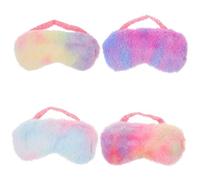 FOMIYES 4 pièces Masques de Sommeil Peluche Colorés Cache-yeux Doux et Réutilisables Bande Élastique Confortable Occultation de Lumière pour Dormir Paisiblement