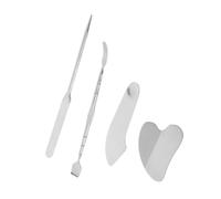 FOMIYES 4 Pièces Outils Gua Sha Visage pour Extraction Points Noirs Nettoyage Profond des Pores Spatule Double Tête pour Soins Visage et Cou