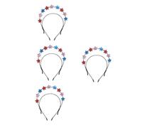 FOMIYES 4 Pièces Star Hairband Double Layer Patriotic Head Hoop For Independence Day Festival Comfortable Stylish Hair Accessory