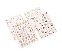 FOMIYES 4feuilles Stickers Ongles Manucure Chinois Décoratifs Bamboo Motif Rose Traditionnelle Style Unique Nail Art