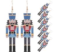 FOMIYES 4paires Lot de Boucles Oreilles Casse-noisette de Noël Pendantes Bois pour Femmes et Filles Bijoux de Fêtes à Glisser une Chaussette de Noël