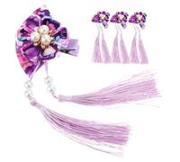 FOMIYES 4pièces Pince à Cheveux Éventail Chinois Barrette Style Japonais avec Pompon de Pinces à Cheveux Fleuris Qipao Hanfu pour Filles et Femmes Décorations pour Fêtes et Soirées