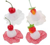 FOMIYES 4pièces Pince à Cheveux Fraise et Cerise avec Carreaux Lot de Barrettes Accessoires Cheveux pour Anniversaire et Fêtes de Noël Queues de Cheval