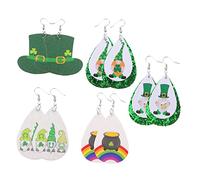 FOMIYES 5 paires Boucles Oreilles Cuir pour Femmes de Boucles Oreilles Forme de Eau pour Saint Patrick Élégantes et Colorées Ajoutant de Charme à Vos Tenues