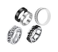 FOMIYES 5 Pièces Bague rotative en acier en titane bague anti anxiété de bagues personnalise gemstone Anti stress hombre anneau d'anxiété Bague de bande de perles Acier au titane
