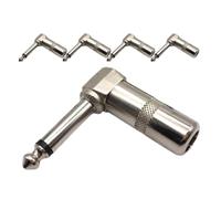 FOMIYES 5 Pièces Connecteur Jack Mono Guitare 6,35mm Coudé 90° | Laiton, Bornes à Souder, Montage Mâle, Format Compact, pour Câbles Guitare et Sortie Électrique