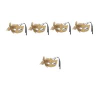 FOMIYES 5 Pièces Masque Demi Visage Doré pour Femme Masque de Soirée Vénitien et Réutilisable Accessoire de Fête Carnaval Halloween Cosplay