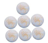 FOMIYES 50 Pièces Badge Révélateur Du Genre Épinglette En Fer Blanc Insigne Rond Insignes Broche D'anniversaire Pour Les Garçons Décorations De Fête Des Garçons Bleu