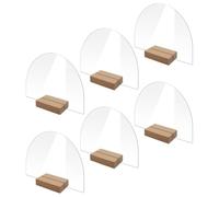 FOMIYES 6 Ensembles Lot de Sets de Marque-places de Table Mariage en Acrylique Transparent Demi-cylindrique Socles en Bois, Décorations Élégantes pour Afficher Noms Invités et Décorer