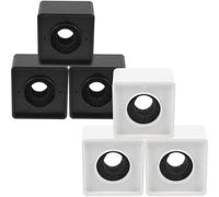 FOMIYES 6 Pcs Supports de Microphone Abs Logo Cube, Station de Drapeau Micro pour Interview et Télévision, Coins Arrondis, Couleurs Noir et Blanc, Accessoire Studio Enregistrement