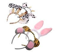 FOMIYES 6 Pièces Animal Headbands Set Adorable Cartoon Hair Hoop Costume Accessories For And Adults Includes Cow Giraffe Tiger Mouse Spotted Dog Rabbit Ears And Comfortable