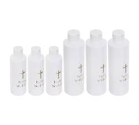 FOMIYES 6 Pièces Bouteille Eau Bénite Rechargeable en PE 250ml Croix Élégante, Gourde de Dévotion Blanche pour Rites de Première Communion et Bénédictions