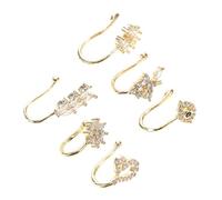 FOMIYES 6 pièces Faux Nose Ring Set With Adjustable Clip Non Pierced Nose Cuff For Women And Men Star Moon Heart Stylish And Versatile Jewelry