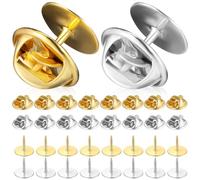 FOMIYES 60 Pièces Goupilles de Verrouillage pour Bijoux DIY 30 Dorées 30 Argentées Épingles à Fermoir et Plates Accessoires pour Broches et Badges Fabrication Artisanale