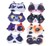 FOMIYES 8pièces Masque De Sommeil Pour Fille Garçon Fille Chat Chien Animal Mignon Plier Bandeau Yeux Cache-yeux Portable Voyage Fête Jeu Nuit Faveur Femme Sommeil Confortable Endormis
