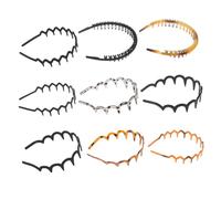 FOMIYES 9 pièces Bandeau Cheveux avec Dents Antidérapant Plastique Ondulé Unisexe Tête pour Maquillage Soins Peau et Coiffure Lot