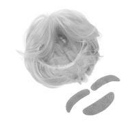 FOMIYES Accessoires De Costume De Professeur Perruque Blanche, Fausse Barbe Et Sourcils, Kit Cosplay Vieil Homme Léger, Taille Unique, Pour Fête à Thème Et Halloween