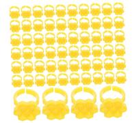 FOMIYES Anneau de Colle à Faux Cils Hexagonal Jaune en Plastique 7 Compartiments pour 250pcs, Léger et Pratique pour Extensions de Cils en Sessions Mobiles