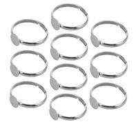 FOMIYES Bague Ajustable Acier Inoxydable avec Base Adhésive Ronde 6mm, Kit 10 Pièces Garçon et Filles Élève pour Création Bijoux DIY Fête Artisanat Quotidien